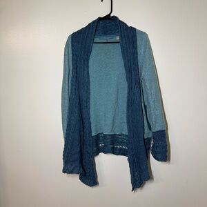 Knitted & Knotted by Anthropologie Blue Knit Open Cardigan